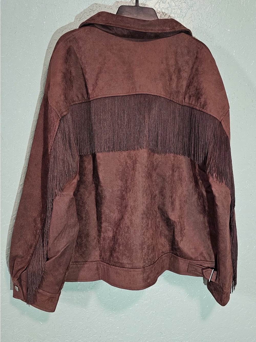 Princess Polly Goldsmith Faux Suede Fringe Bomber Jacket Brown US 6 - Picture 5 of 12